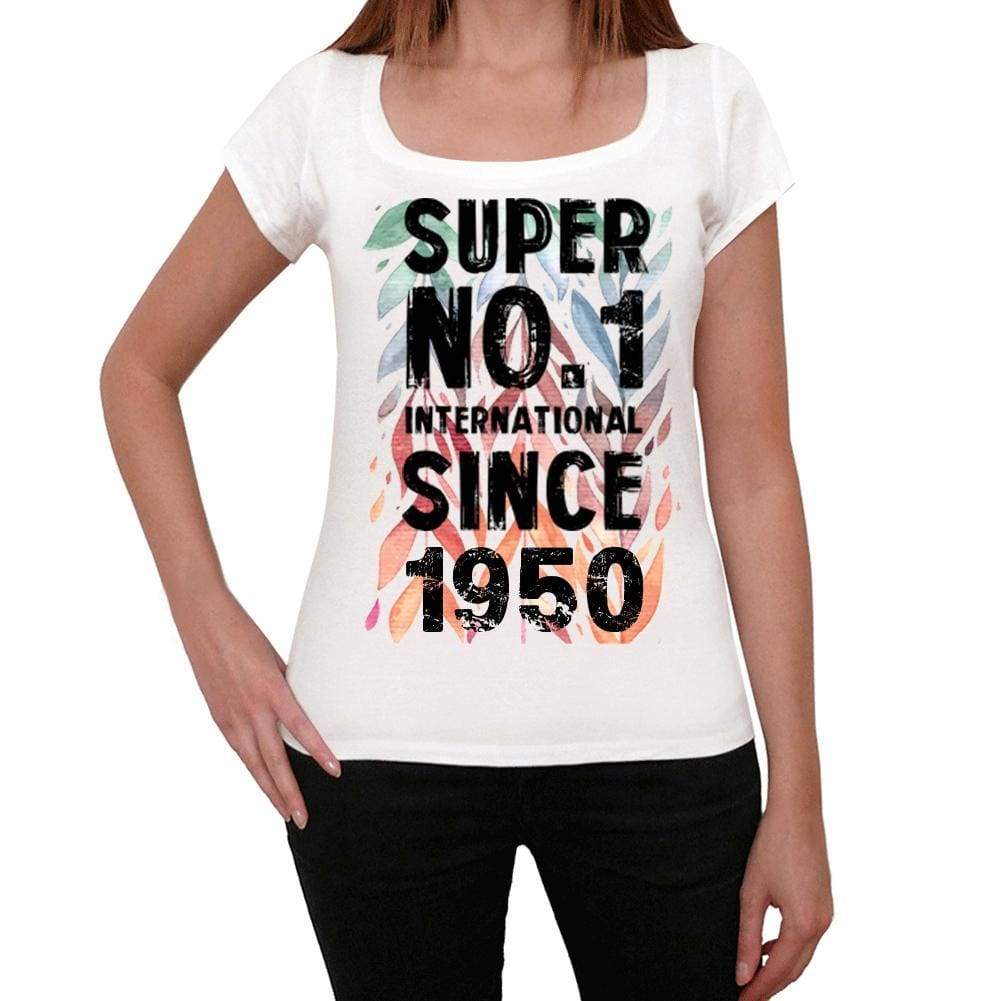 1950, Super No.1 Since 1950 Women's T-shirt White Birthday Gift 00505 ultrabasic-com.myshopify.com