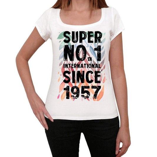 1957, Super No.1 Since 1957 Women's T-shirt White Birthday Gift 00505 ultrabasic-com.myshopify.com