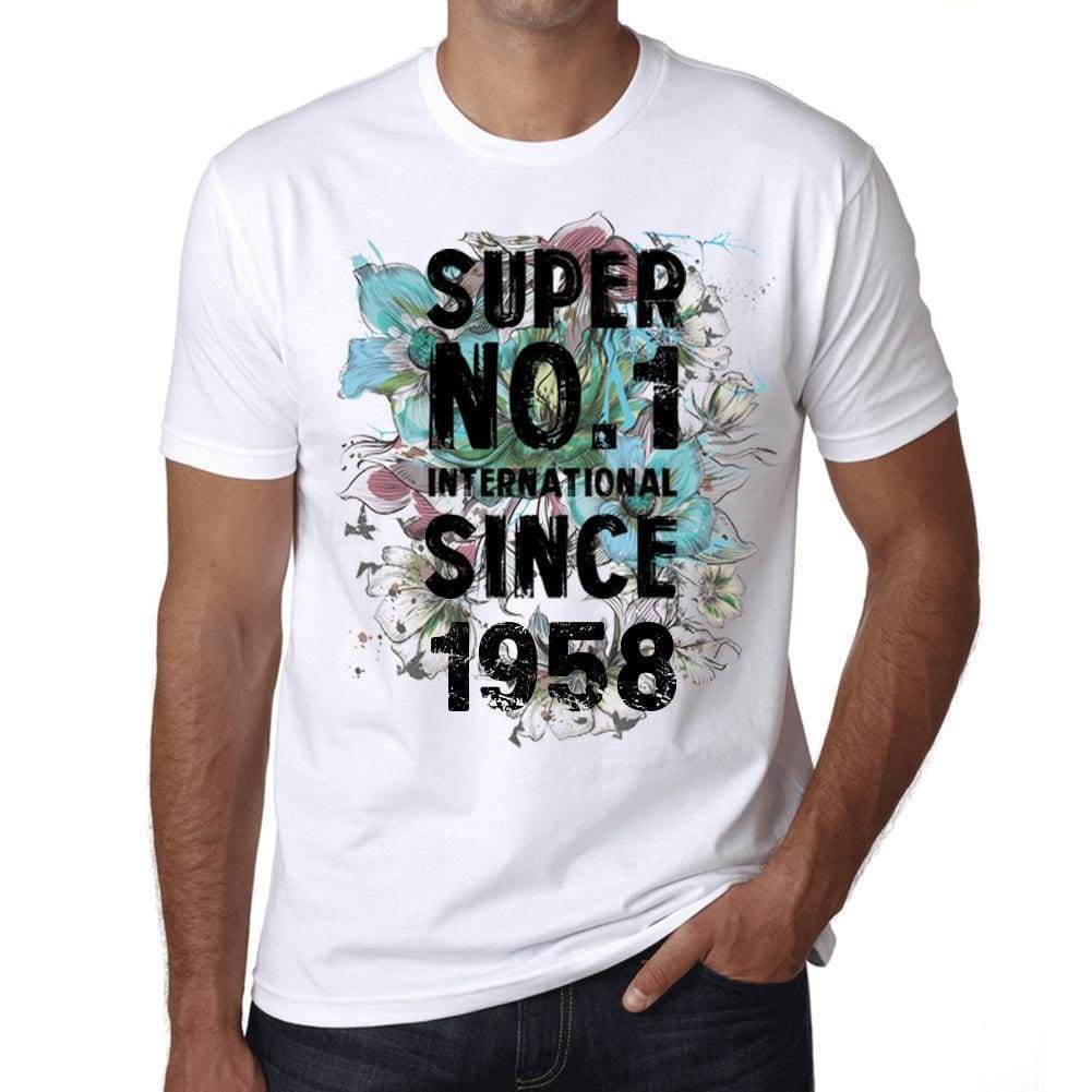 1958, Super No.1 Since 1958 Men's T-shirt White Birthday Gift 00507 ultrabasic-com.myshopify.com
