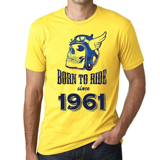 1961, Born to Ride Since 1961 Men's T-shirt Yellow Birthday Gift 00496 - ultrabasic-com