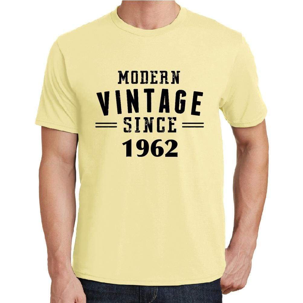 1962, Modern Vintage, Yellow, Men's Short Sleeve Round Neck T-shirt 00106 - ultrabasic-com