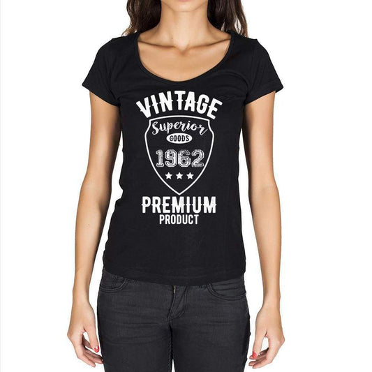 1962, Vintage Superior, Black, Women's Short Sleeve Round Neck T-shirt 00091 - ultrabasic-com