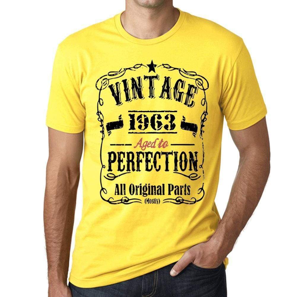 1963 Vintage Aged to Perfection Men's T-shirt Yellow Birthday Gift 00487 - ultrabasic-com