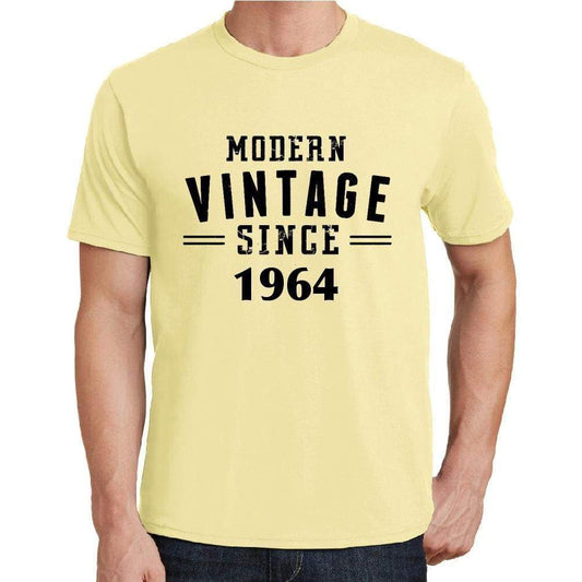 1964, Modern Vintage, Yellow, Men's Short Sleeve Round Neck T-shirt 00106 - ultrabasic-com