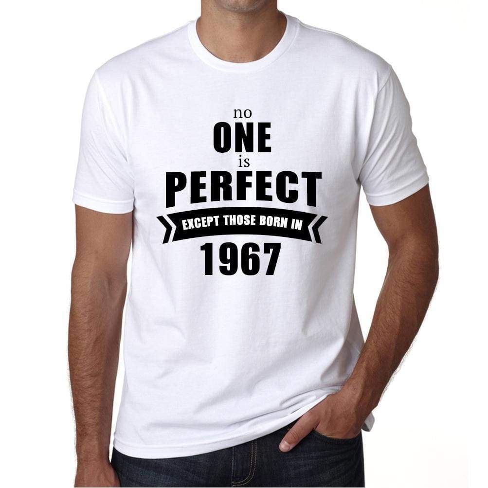 1967, No One Is Perfect, white, Men's Short Sleeve Round Neck T-shirt 00093 - ultrabasic-com