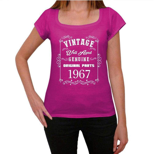 1967, Well Aged, Pink, Women's Short Sleeve Round Neck T-shirt 00109 - ultrabasic-com