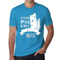 1973, Living Wild Since 1973 Men's T-shirt Blue Birthday Gift 00499