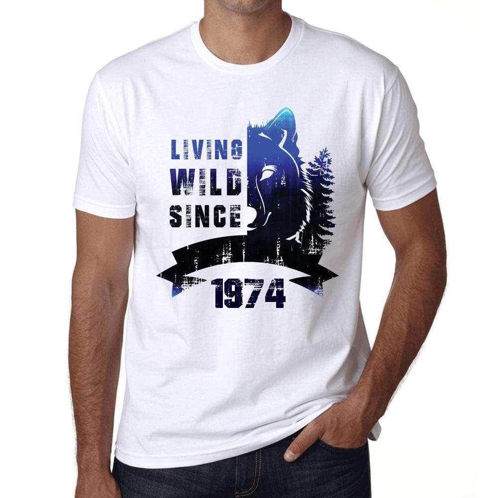 1974, Living Wild Since 1974 Men's T-shirt White Birthday Gift 00508 - ultrabasic-com