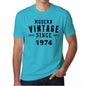 1974, Modern Vintage, Blue, Men's Short Sleeve Round Neck T-shirt 00107 - ultrabasic-com