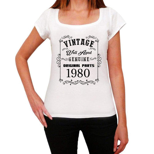 1980, Well Aged, White, Women's Short Sleeve Round Neck T-shirt 00108 - ultrabasic-com