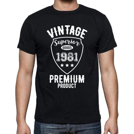1981 Vintage superior, black, <span>Men's</span> <span><span>Short Sleeve</span></span> <span>Round Neck</span> T-shirt 00102 - ULTRABASIC