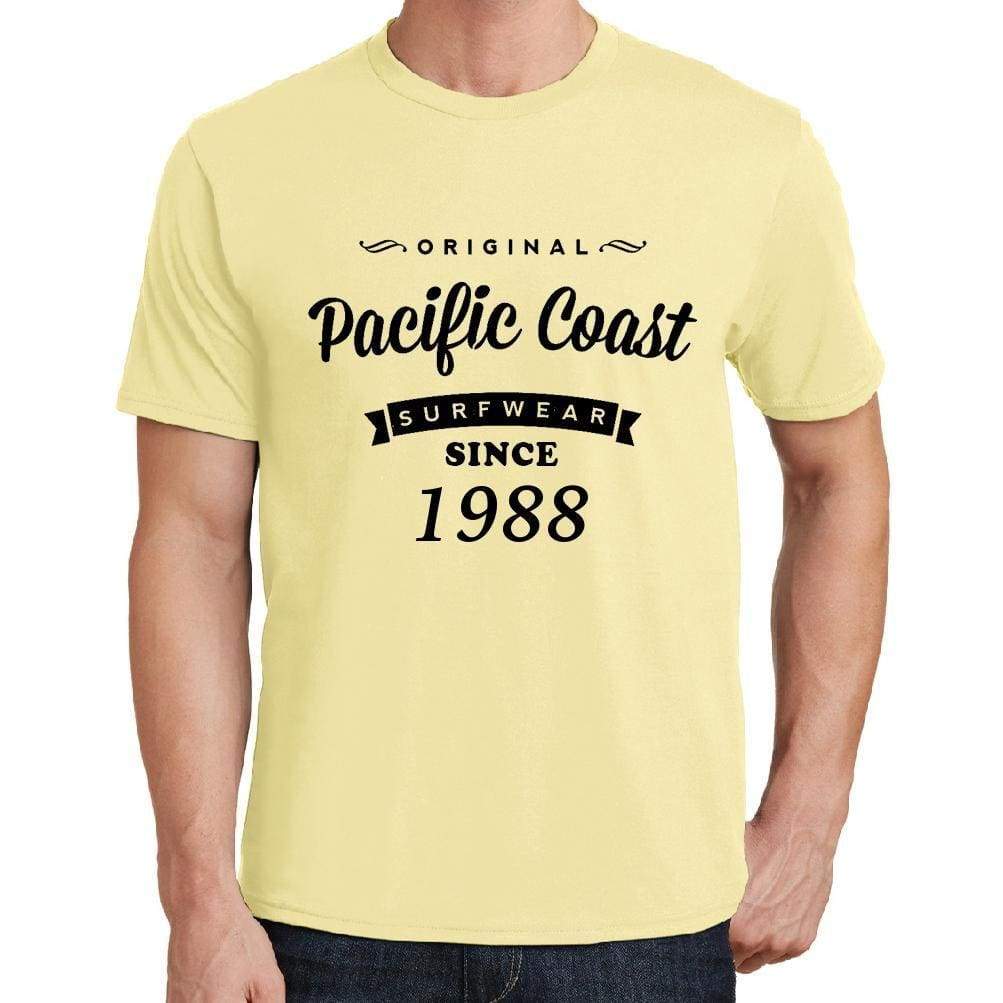 1988, Pacific Coast, yellow, Men's Short Sleeve Round Neck T-shirt 00105 - ultrabasic-com