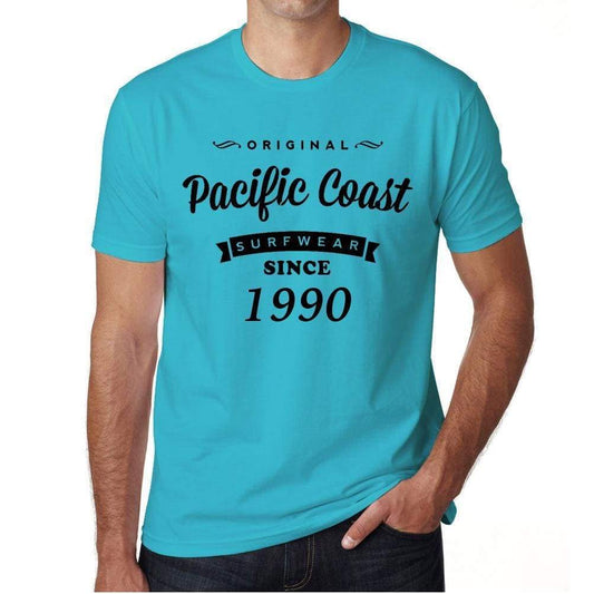1990 Pacific Coast Blue Mens Short Sleeve Round Neck T-Shirt 00104 - Blue / S - Casual