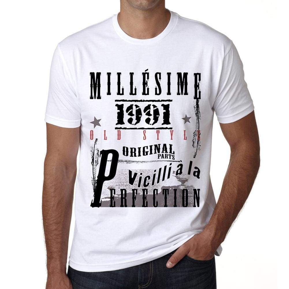 1991 Birthday Gifts For Him Birthday T-Shirts Mens Short Sleeve Round Neck T-Shirt Fr Vintage White Mens 00135 - Casual