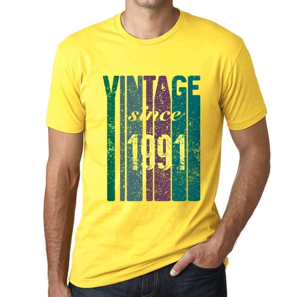1991 Vintage Since 1991 Mens T-Shirt Yellow Birthday Gift 00517 - Yellow / Xs - Casual