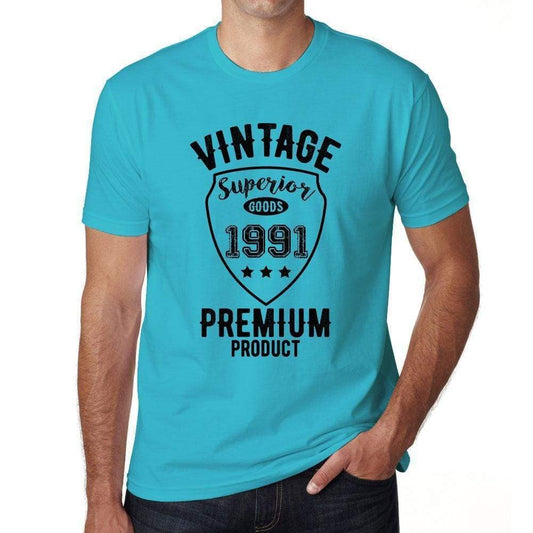 1991 Vintage Superior Blue Mens Short Sleeve Round Neck T-Shirt 00097 - Blue / S - Casual