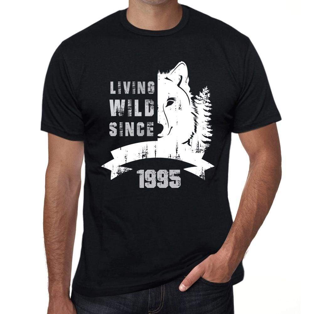 1995 Living Wild Since 1995 Mens T-Shirt Black Birthday Gift 00498 - Black / Xs - Casual