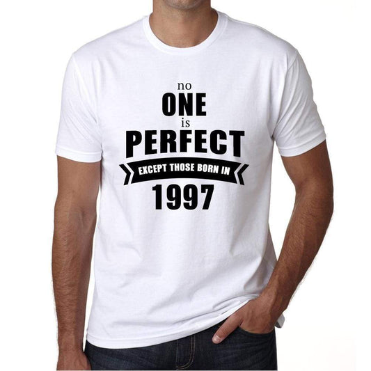 1997 No One Is Perfect White Mens Short Sleeve Round Neck T-Shirt 00093 - White / S - Casual