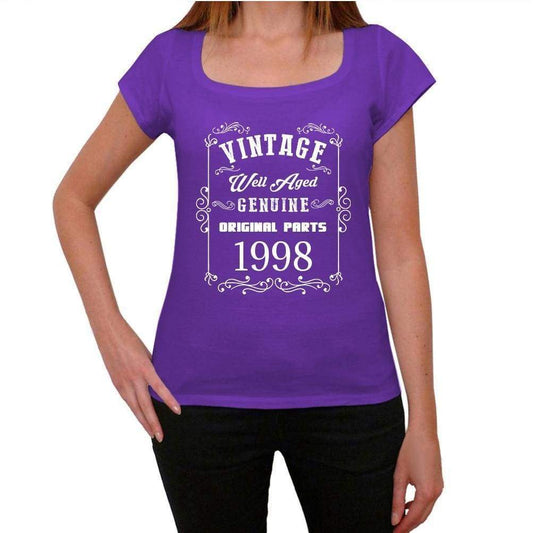 1998 Well Aged Purple Womens Short Sleeve Round Neck T-Shirt 00110 - Purple / Xs - Casual