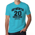 20, Authentic Genuine, Blue, Men's Short Sleeve Round Neck T-shirt 00120