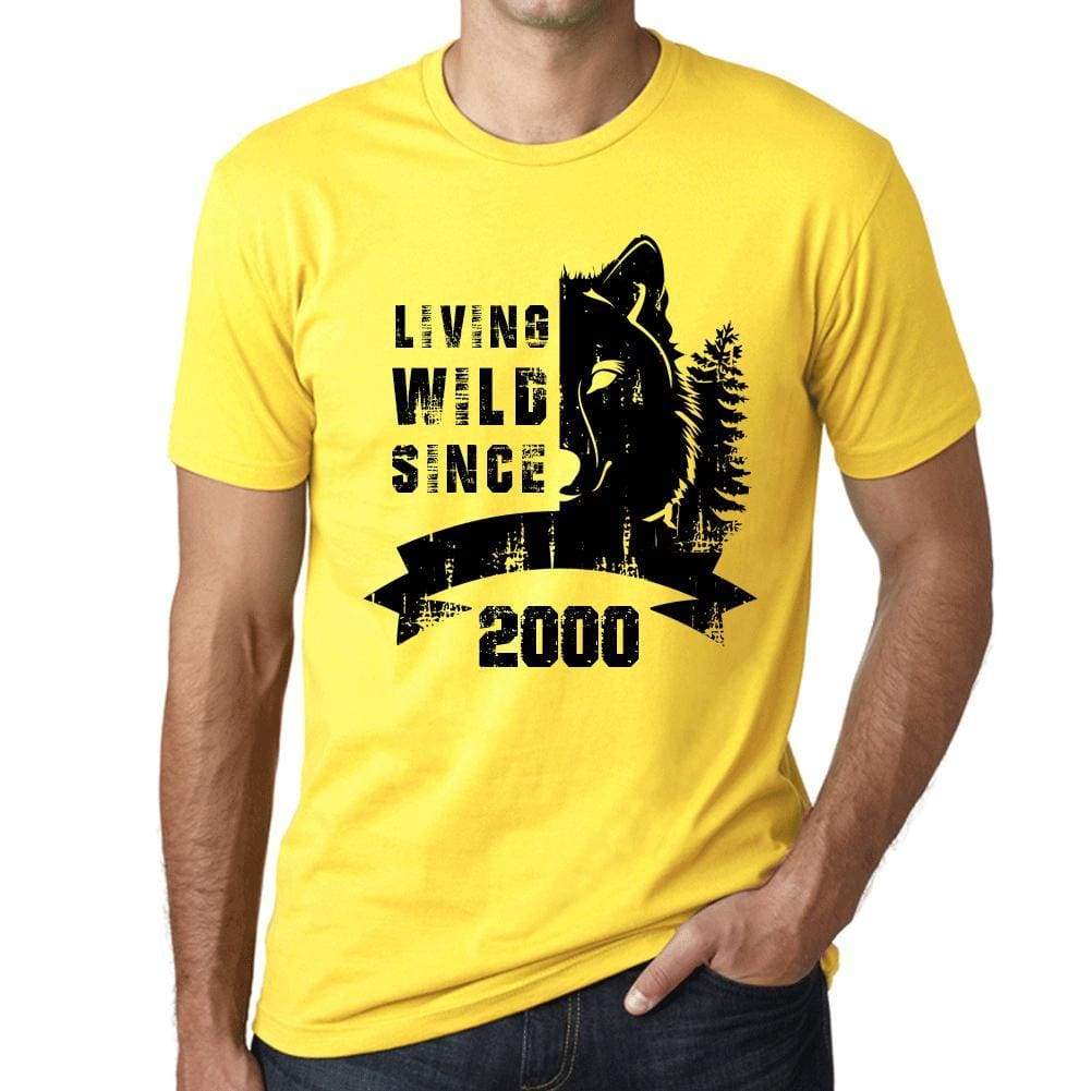 2000 Living Wild Since 2000 Mens T-Shirt Yellow Birthday Gift 00501 - Yellow / X-Small - Casual