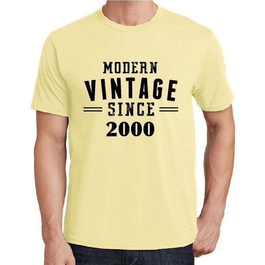 2000 Modern Vintage Yellow Mens Short Sleeve Round Neck T-Shirt 00106 - Yellow / S - Casual
