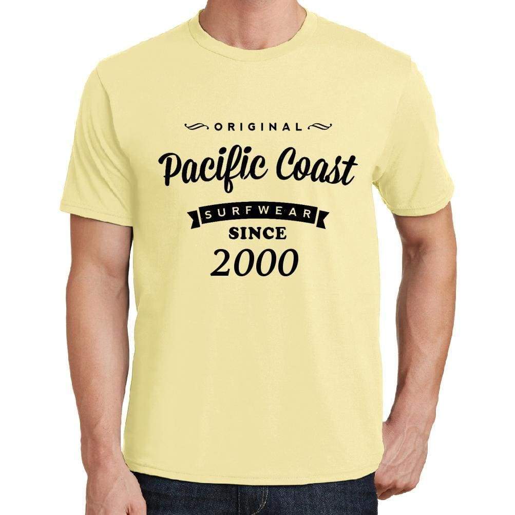 2000 Pacific Coast Yellow Mens Short Sleeve Round Neck T-Shirt 00105 - Yellow / S - Casual