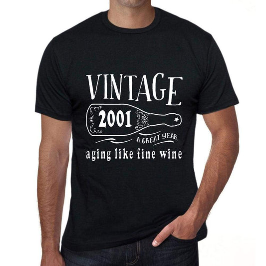 2001 Aging Like A Fine Wine Mens T-Shirt Black Birthday Gift 00458 - Black / Xs - Casual