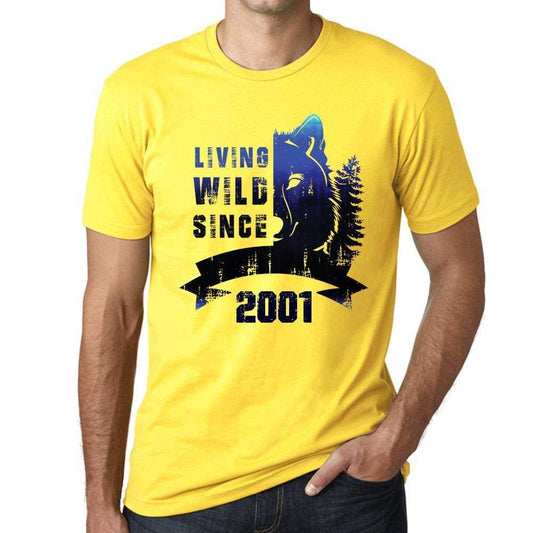 2001 Living Wild 2 Since 2001 Mens T-Shirt Yellow Birthday Gift 00516 - Yellow / Xs - Casual