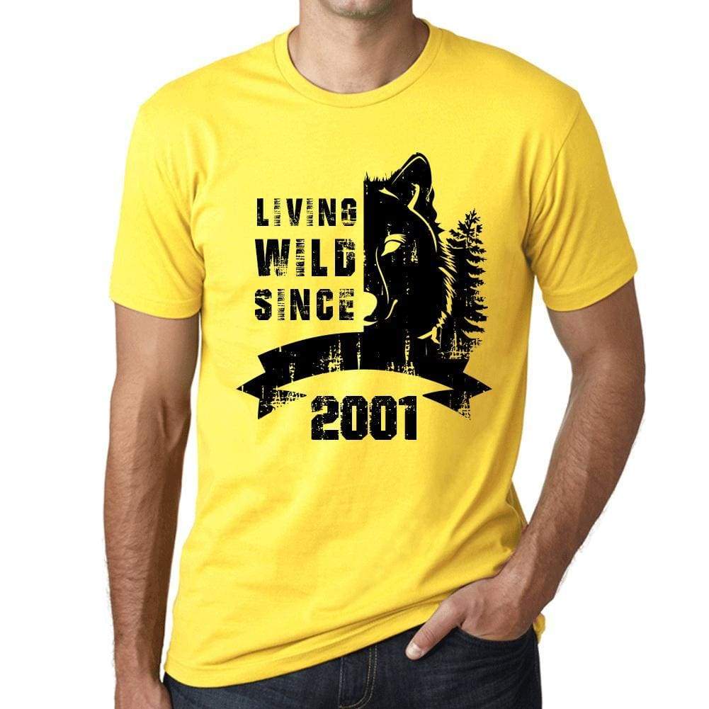 2001 Living Wild Since 2001 Mens T-Shirt Yellow Birthday Gift 00501 - Yellow / X-Small - Casual