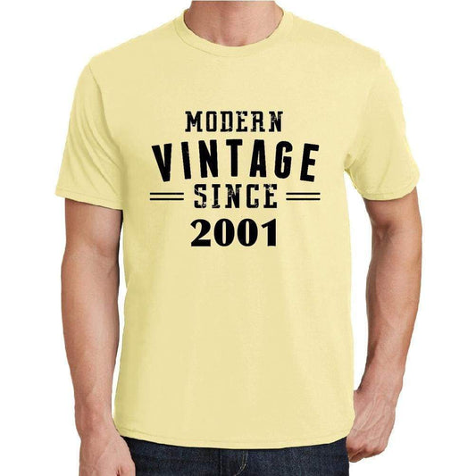 2001 Modern Vintage Yellow Mens Short Sleeve Round Neck T-Shirt 00106 - Yellow / S - Casual