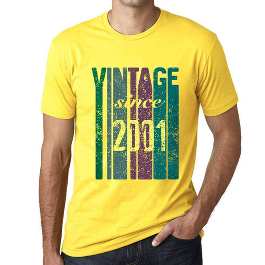 2001 Vintage Since 2001 Mens T-Shirt Yellow Birthday Gift 00517 - Yellow / Xs - Casual