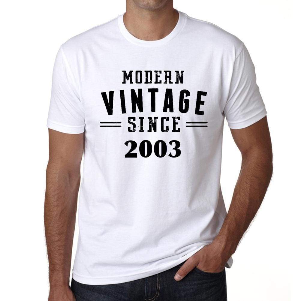 2003 Modern Vintage White Mens Short Sleeve Round Neck T-Shirt 00113 - White / S - Casual
