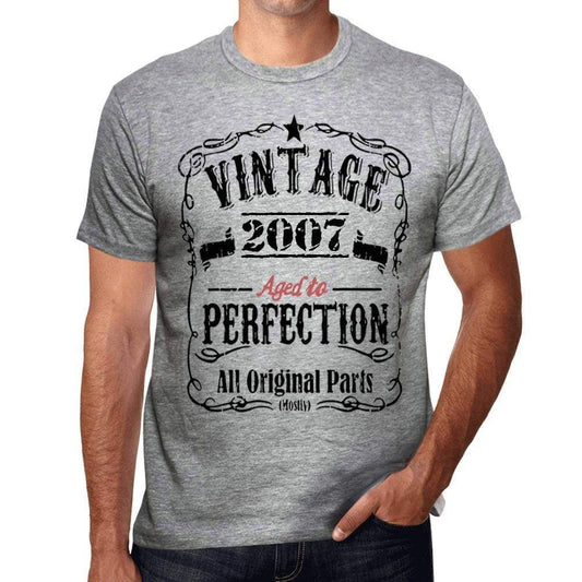 2007 Vintage Aged To Perfection Mens T-Shirt Grey Birthday Gift 00489 - Grey / S - Casual
