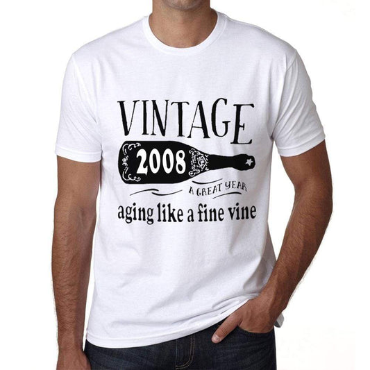 2008 Aging Like A Fine Wine Mens T-Shirt White Birthday Gift 00457 - White / Xs - Casual