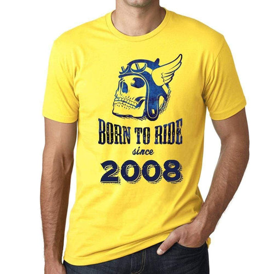 2008 Born To Ride Since 2008 Mens T-Shirt Yellow Birthday Gift 00496 - Yellow / Xs - Casual