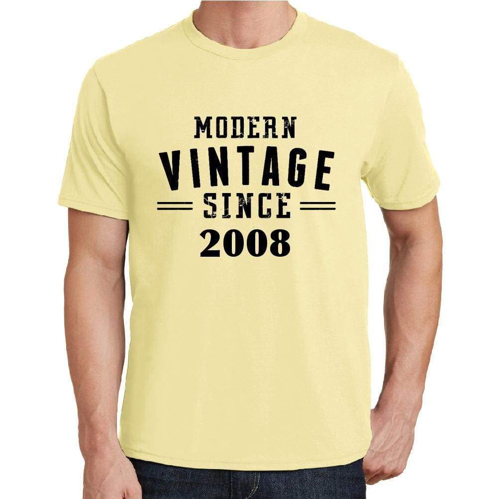 2008 Modern Vintage Yellow Mens Short Sleeve Round Neck T-Shirt 00106 - Yellow / S - Casual