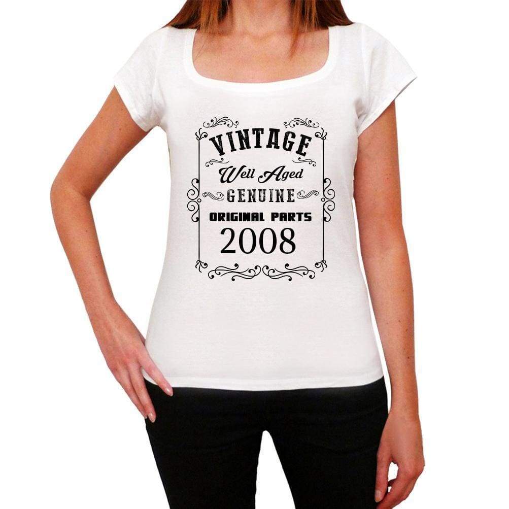 2008 Well Aged White Womens Short Sleeve Round Neck T-Shirt 00108 - White / Xs - Casual