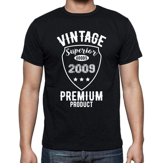 2009 Vintage Superior Black Mens Short Sleeve Round Neck T-Shirt 00102 - Black / S - Casual