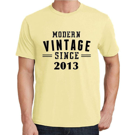2013 Modern Vintage Yellow Mens Short Sleeve Round Neck T-Shirt 00106 - Yellow / S - Casual