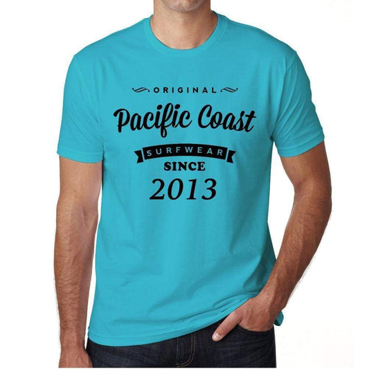 2013 Pacific Coast Blue Mens Short Sleeve Round Neck T-Shirt 00104 - Blue / S - Casual