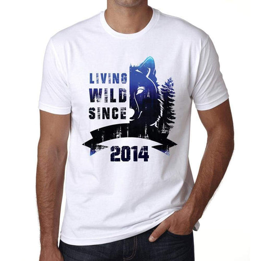 2014 Living Wild Since 2014 Mens T-Shirt White Birthday Gift 00508 - White / Xs - Casual