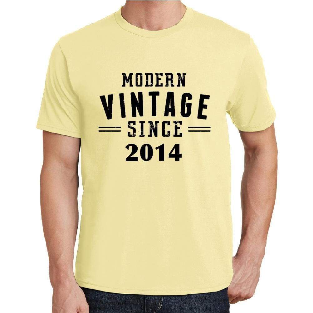 2014 Modern Vintage Yellow Mens Short Sleeve Round Neck T-Shirt 00106 - Yellow / S - Casual