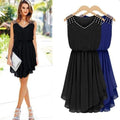 2017 Summer Chiffon Dress Women's Elegant Party Evening Sleeveless Dresses Fashion Knee-Length Beach wear Dresses