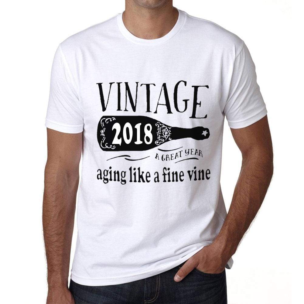2018 Aging Like A Fine Wine Mens T-Shirt White Birthday Gift 00457 - White / Xs - Casual