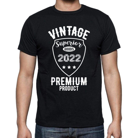 2022 Vintage Superior Black Mens Short Sleeve Round Neck T-Shirt 00102 - Black / S - Casual