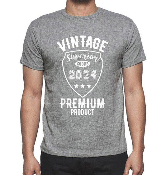 2024 Vintage Superior Grey Mens Short Sleeve Round Neck T-Shirt 00098 - Grey / S - Casual