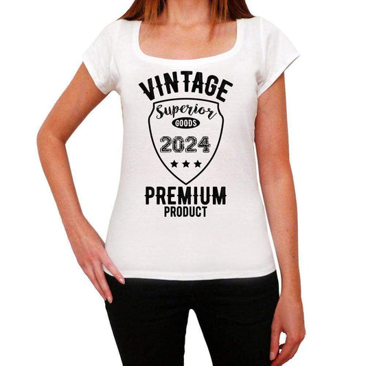 2024 Vintage Superior White Womens Short Sleeve Round Neck T-Shirt - White / Xs - Casual