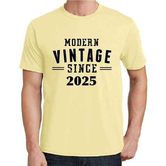 2025 Modern Vintage Yellow Mens Short Sleeve Round Neck T-Shirt 00106 - Yellow / S - Casual