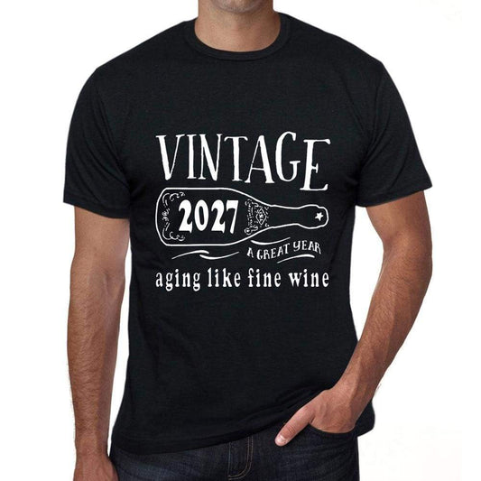 2027 Aging Like a Fine Wine Men's T-shirt Black Birthday Gift 00458 - Ultrabasic